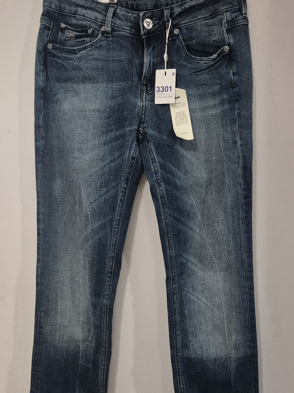 G-Star Raw Women's 3301 Medium Blue Washed Skinny Jeans